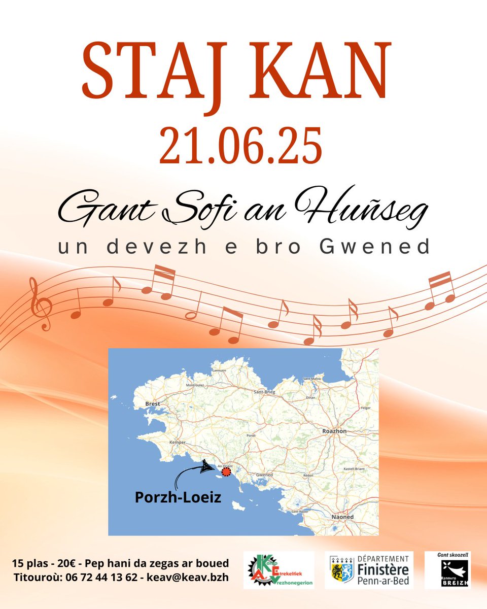 Digor eo d'an holl vrezhonegerien ampart war ar yezh. Ar bloaz-mañ e vo ar staj d'an 21/06/25 e Porzh-Loeiz kaset en-dro gant Sofi An Huñseg 15 den a c'hello dont. Priz: 20€ - titouroù war hol lec'hienn keav.bzh/stajou/staj-ka…