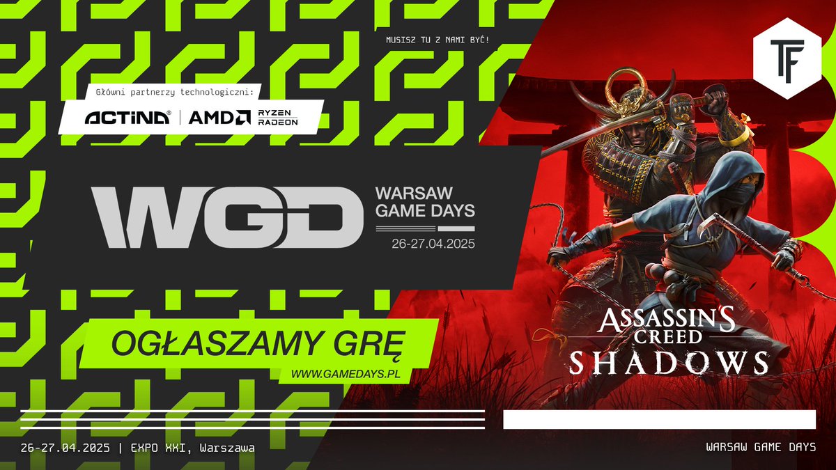 Game Days (@gamedayspoland) on Twitter photo Na stoisku <a href="/UbisoftPL/">Ubisoft Polska</a> zagracie w ich najnowszą premierę, Assassin's Creed: Shadows. Znajdziecie tam też instapoint, który pozwoli Wam zrobić niezapomniane samurajskie zdjęcie. Najlepsze zdjęcie ma szansę na wygranie kolekcjonerskiej edycji gry! Na stoisku <a href="/UbisoftPL/">Ubisoft Polska</a> zagracie w ich najnowszą premierę, Assassin's Creed: Shadows. Znajdziecie tam też instapoint, który pozwoli Wam zrobić niezapomniane samurajskie zdjęcie. Najlepsze zdjęcie ma szansę na wygranie kolekcjonerskiej edycji gry!