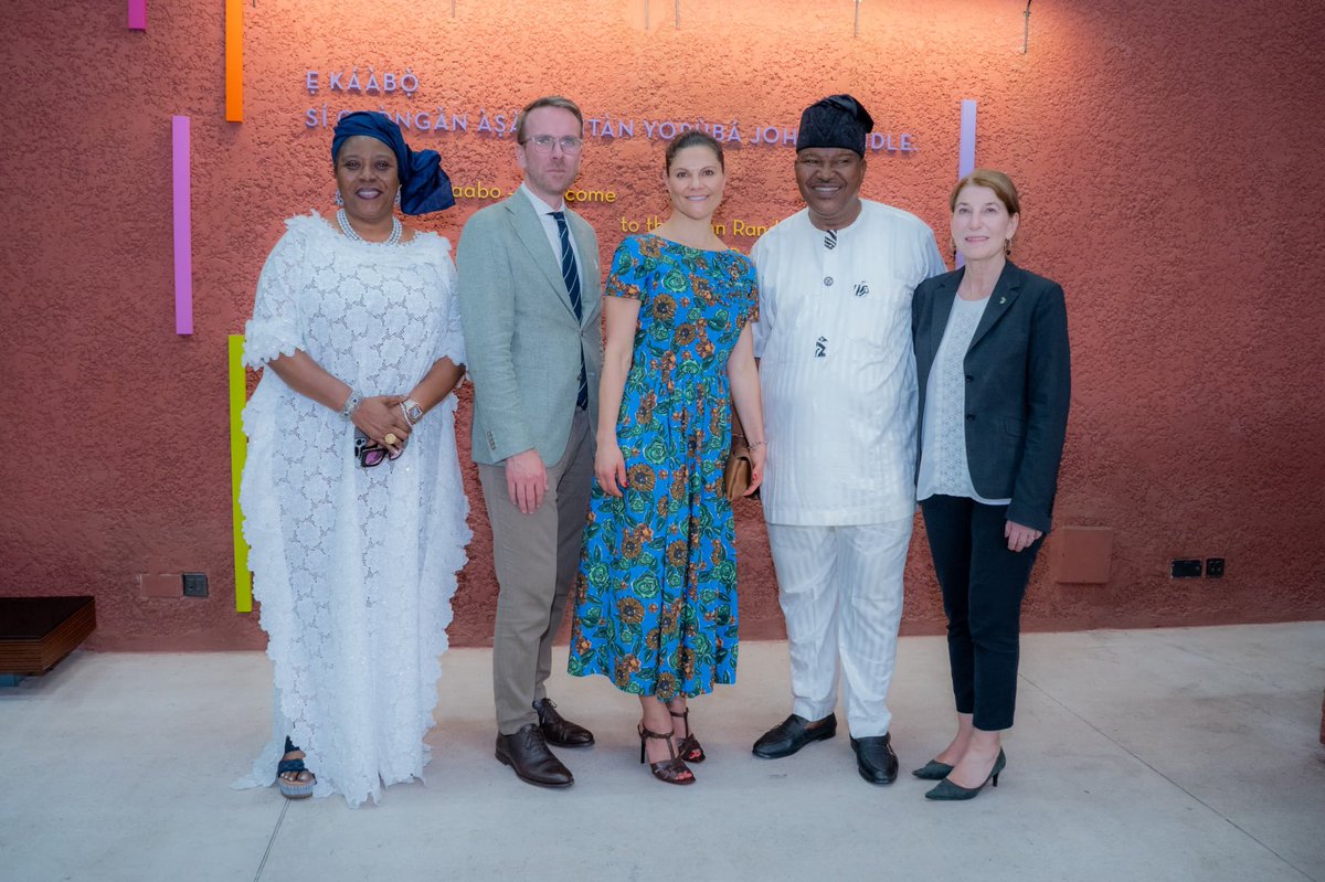 followlasg's tweet photo. Crown Princess of Sweden Visits John Randle Centre for Yoruba Culture and History
The Honourable Commissioner for Tourism, Arts and Culture, Mrs. Toke Benson-Awoyinka, alongside the Permanent Secretary, Mr. Olanrewaju Bajulaiye, and Directors of the Ministry, warmly received Her Royal Highness, Crown Princess Victoria Ingrid Alice Désirée of Sweden and Duchess of Västergötland, during her official visit to the John Randle Centre for Yoruba Culture and History on Wednesday.

The visit was part of the Crown Princess’s ongoing visit to Lagos, aimed at deepening her experience of the state’s rich cultural heritage and vibrant hospitality sector. The John Randle Centre, a flagship cultural and historical facility in Lagos, provided an opportunity for Her Royal Highness to explore the depth and diversity of Yoruba traditions, arts, and history.

Earlier, the Crown Princess had paid a courtesy visit to the Governor of Lagos State, Mr. Babajide Sanwo-Olu, at the Lagos House, Marina, where she was received with honour and appreciation for her interest in Lagos and its cultural landscape.

The Lagos State Government, through the Ministry of Tourism, Arts and Culture, continues to promote cultural diplomacy and international engagement by showcasing the state’s unique heritage to global dignitaries and fostering strong bilateral relationships.

@jidesanwoolu 
@drobafemihamzat 
@gbenga_omo @gboyegaakosile @BSaluHundeyin @Mr_JAGs @Riddwane 
@LagostourismO 

#AGreaterLagosRising 
#LASG