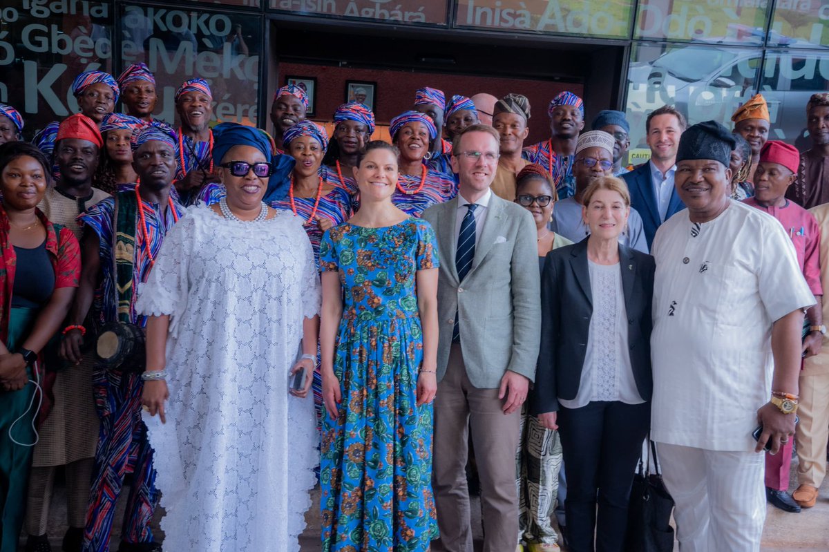 followlasg's tweet photo. Crown Princess of Sweden Visits John Randle Centre for Yoruba Culture and History
The Honourable Commissioner for Tourism, Arts and Culture, Mrs. Toke Benson-Awoyinka, alongside the Permanent Secretary, Mr. Olanrewaju Bajulaiye, and Directors of the Ministry, warmly received Her Royal Highness, Crown Princess Victoria Ingrid Alice Désirée of Sweden and Duchess of Västergötland, during her official visit to the John Randle Centre for Yoruba Culture and History on Wednesday.

The visit was part of the Crown Princess’s ongoing visit to Lagos, aimed at deepening her experience of the state’s rich cultural heritage and vibrant hospitality sector. The John Randle Centre, a flagship cultural and historical facility in Lagos, provided an opportunity for Her Royal Highness to explore the depth and diversity of Yoruba traditions, arts, and history.

Earlier, the Crown Princess had paid a courtesy visit to the Governor of Lagos State, Mr. Babajide Sanwo-Olu, at the Lagos House, Marina, where she was received with honour and appreciation for her interest in Lagos and its cultural landscape.

The Lagos State Government, through the Ministry of Tourism, Arts and Culture, continues to promote cultural diplomacy and international engagement by showcasing the state’s unique heritage to global dignitaries and fostering strong bilateral relationships.

@jidesanwoolu 
@drobafemihamzat 
@gbenga_omo @gboyegaakosile @BSaluHundeyin @Mr_JAGs @Riddwane 
@LagostourismO 

#AGreaterLagosRising 
#LASG