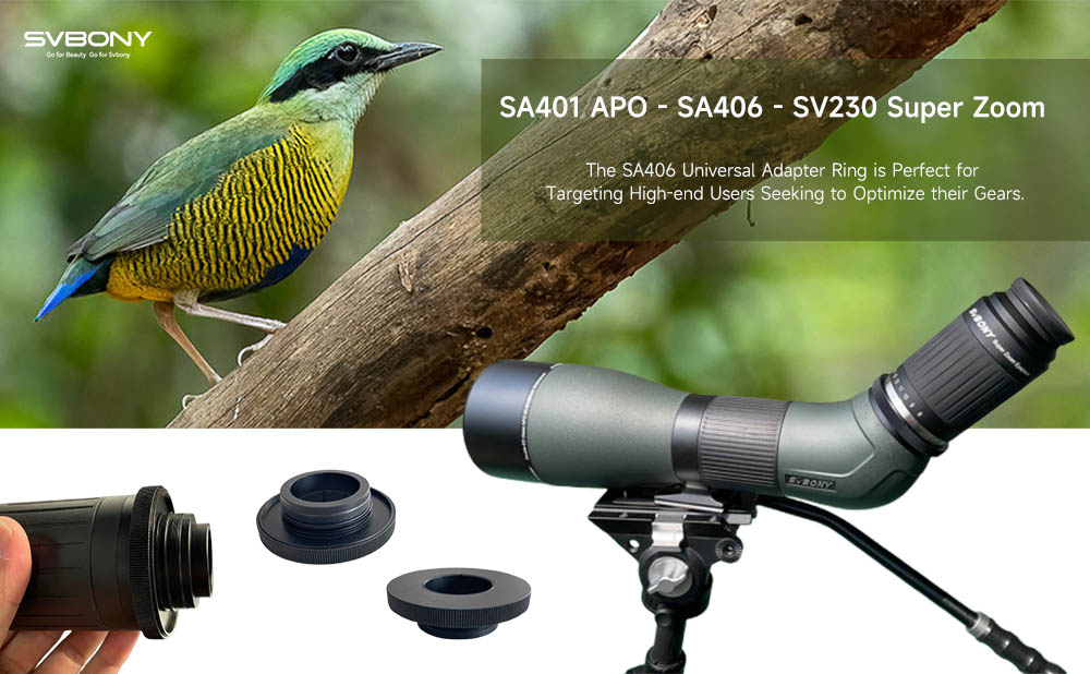 SVBONYsvbony's tweet image. Clear, wide views are a must! 🔭🦜
The SA406 adapter connects your SA401 series to premium eyepieces like SV230/SV245 for enhanced detail and immersion. 🌳
Details onBlog: bit.ly/4jAoUmf 
Order now: bit.ly/4itaW4F
 #Birding #SpottingScope #SA406 #SV230 #SV245