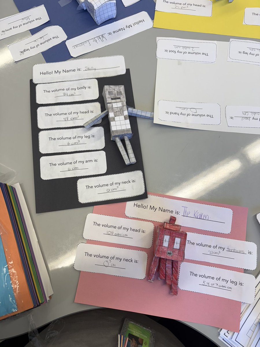 mrsabowler's tweet photo. Meet some of the Volume Monsters! These quirky creatures help students visualize volume by "filling up" 3D shapes—making math hands-on, fun, and unforgettable! @JMI_Edison https://t.co/6Xyyeksk1N