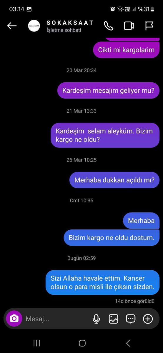 denetlecomtr's tweet photo. Sokak Saat adlı Instagram sayfası, saat satışı vaadiyle insanlardan para alıp ürün göndermiyor.

Bir takipçimiz bu sayfadan 3000 TL ödeyerek saat sipariş verdiğini, ürününün gönderilmediğini, sayfanın telefonları açmadığını ve sonunda kendisini engellediğini söyledi. https://t.co/Ay9xEd4Biv