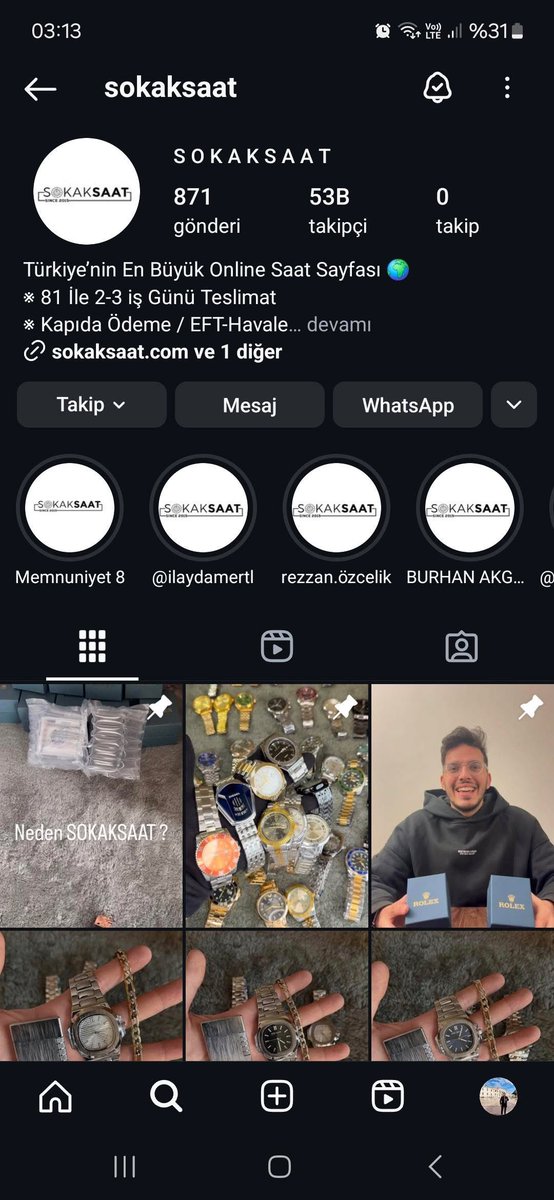 denetlecomtr's tweet photo. Sokak Saat adlı Instagram sayfası, saat satışı vaadiyle insanlardan para alıp ürün göndermiyor.

Bir takipçimiz bu sayfadan 3000 TL ödeyerek saat sipariş verdiğini, ürününün gönderilmediğini, sayfanın telefonları açmadığını ve sonunda kendisini engellediğini söyledi. https://t.co/Ay9xEd4Biv