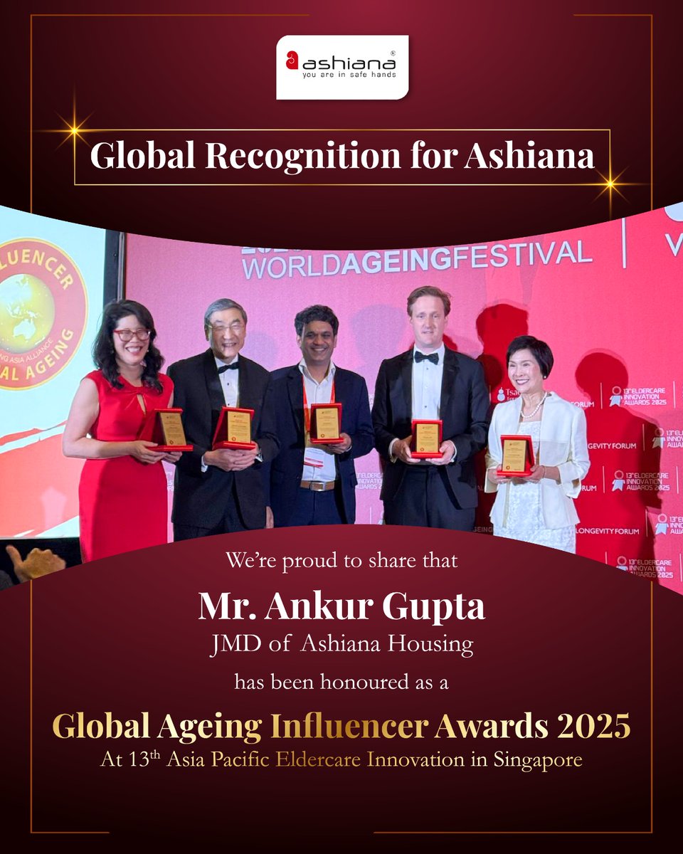 We are beaming with pride!
A huge congratulations to our Joint Managing Director, Mr. Ankur Gupta, for being honoured as a Global Ageing Influencer at the 13th Eldercare Innovation Awards 2025 by Ageing Asia.

This recognition is a testament to his unwavering dedication to