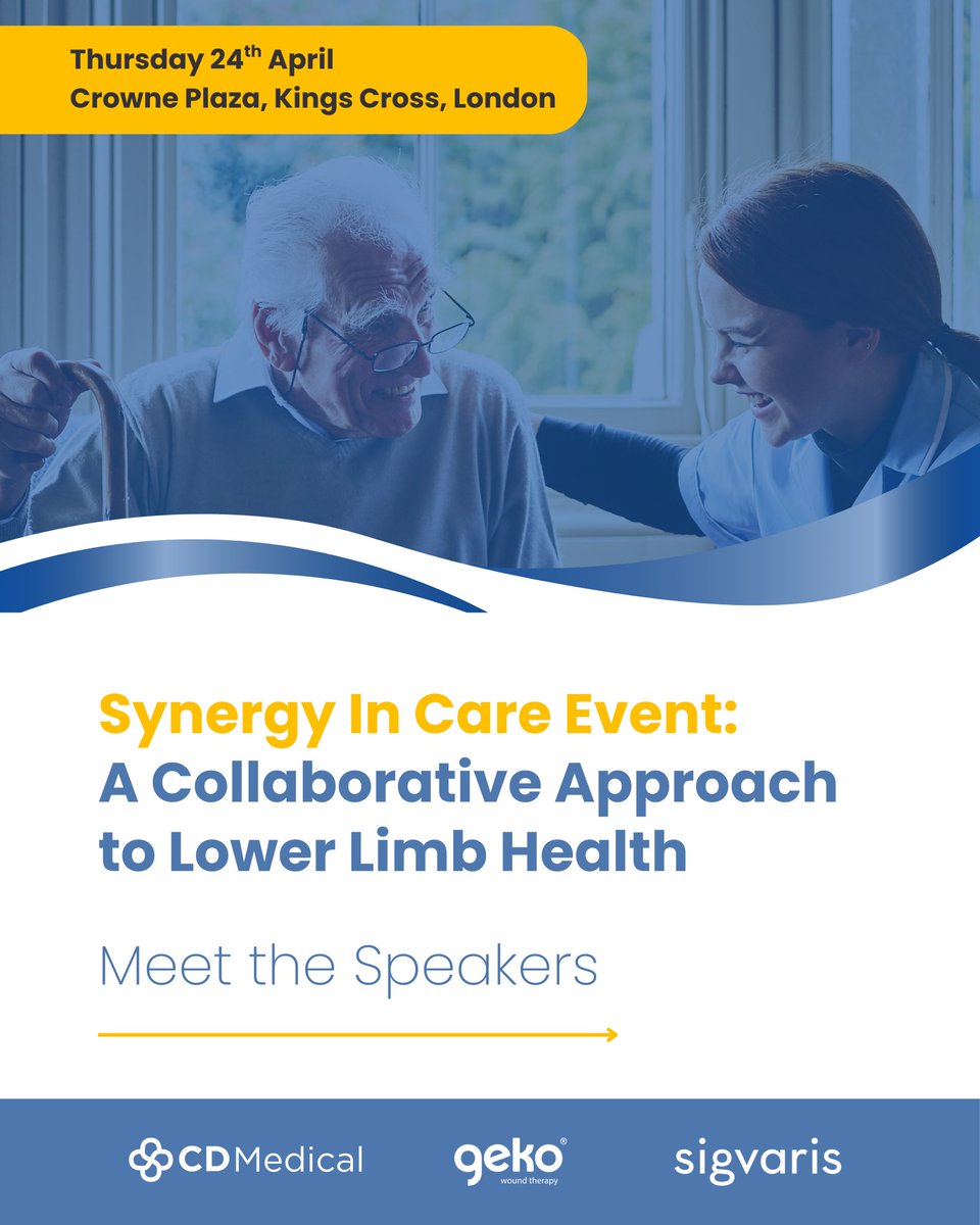 CDMedical's tweet image. ✨ Meet the Speakers ✨ 

We’re just 2 weeks away from the Synergy in Care Lower Limb event in London, so let’s get to know our expert speakers!

Would you like to join us? 

👉 Register now: lnkd.in/eC89tfzv

#SynergyInCare #LowerLimbHealth #WoundCare #TissueViability