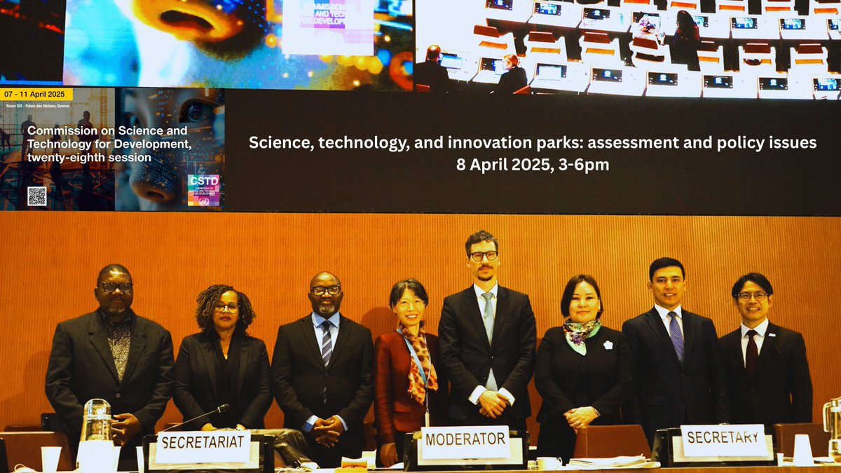 Science, technology, and innovation parks were highlighted at #28CSTD on 8 April 25, featuring panelists from Ghana, Mozambique, Mongolia, Uzbekistan, MIT, and Okayama University. unctad.org/project/scienc… and unctad.org/meeting/commis…