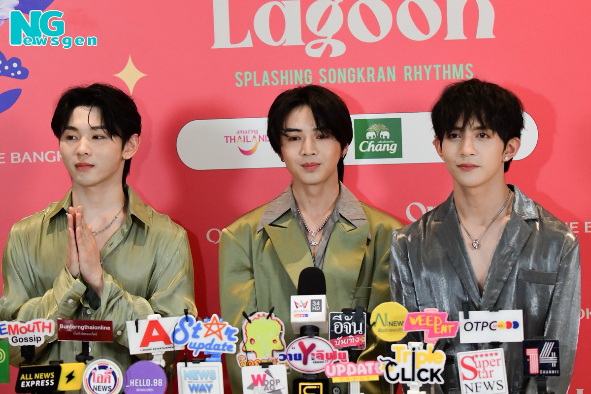 NGnewsgen's tweet photo. ช่วงสัมภาษณ์ 3 หนุ่ม "RACEBACE" ในงาน "One Bangkok, One Lagoon Splashing Songkran Rhythms"

#GUODONG #DONGDONG #JUNLAN
#RACEBACE
#OneBangkokOneLagoon
#OneBangkok https://t.co/HAZeJS8IwF
