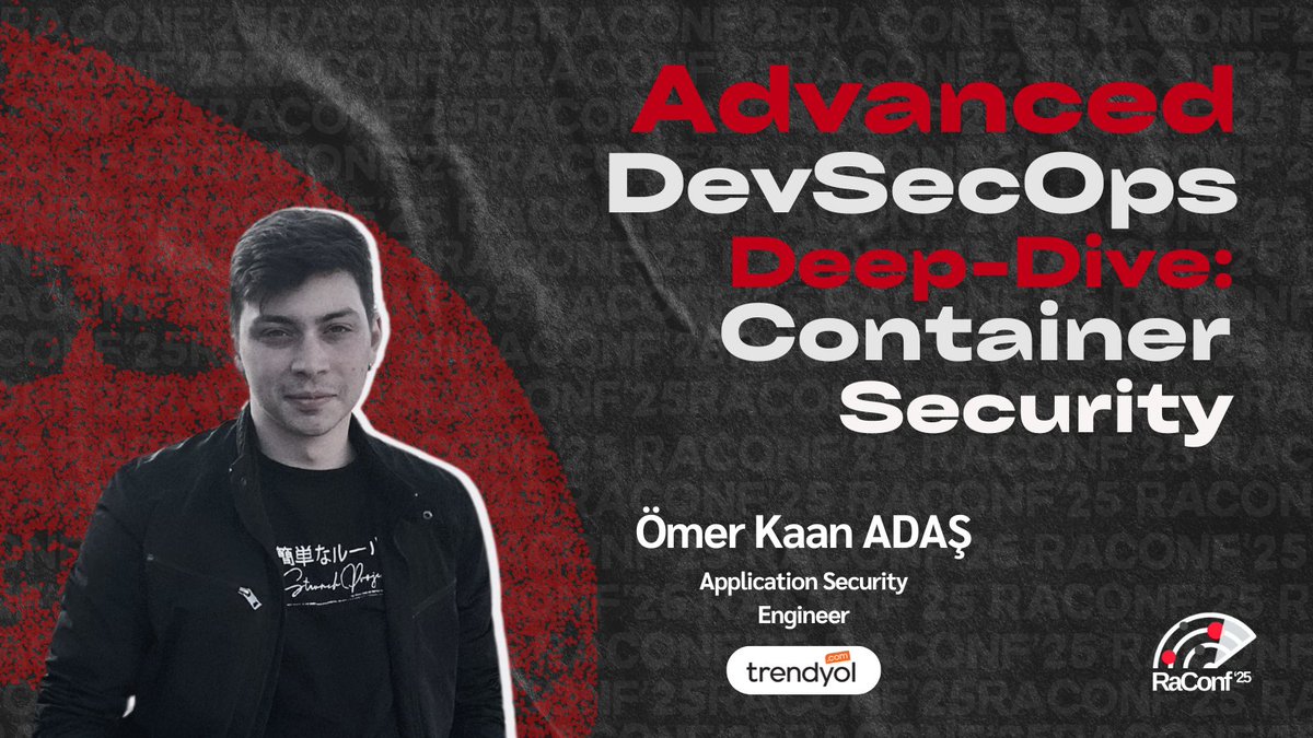 26-27 Nisan Cumartesi ve Pazar 2 gün boyunca "Advanced DevSecOps Deep Dive Container Security" 
konulu eğitimleri ile Sayın Ömer Kaan Adaş bizimle birlikte olacaklar.

Detaylı bilgi için: raconf.com

#Raconfradarındayım
#Raconf
#Saüsiber