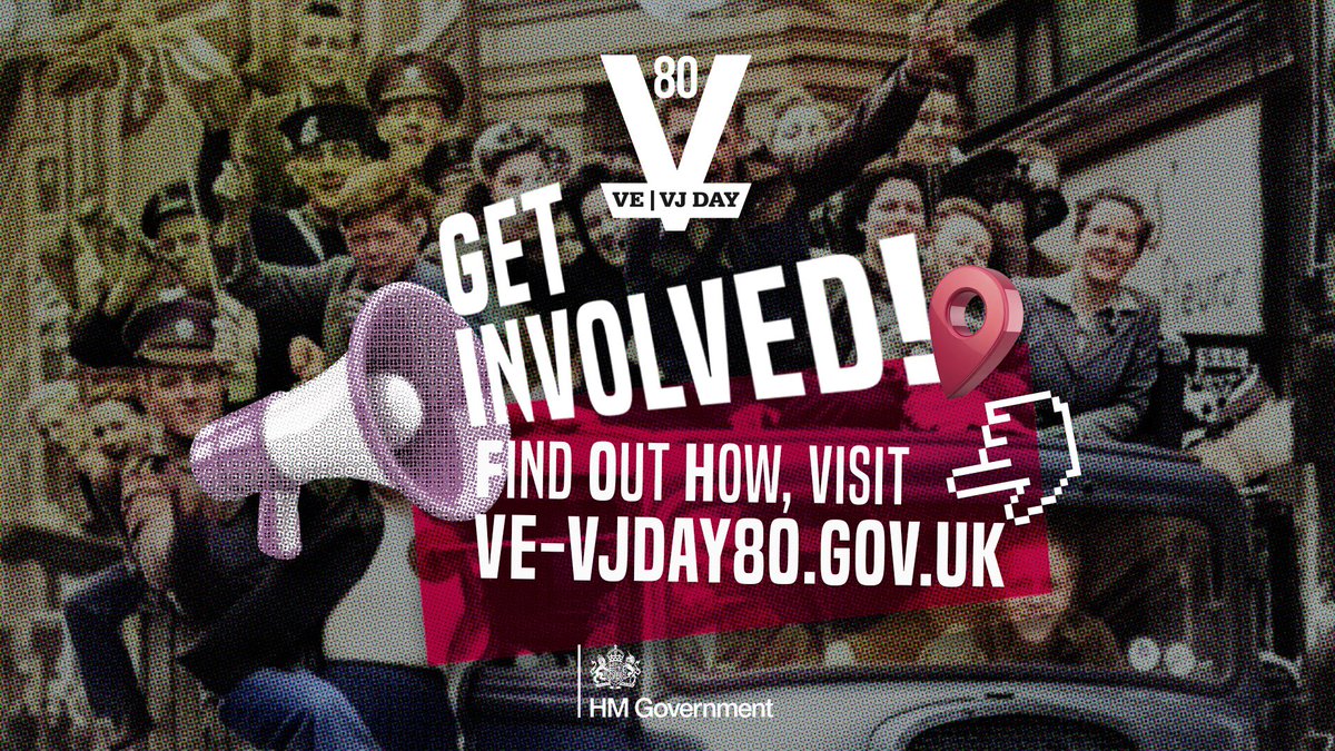 This year marks the 80th anniversary of VE Day

Find out how you can get involved:
➡️Explore: toolkits for schools
➡️Share: your Letters to Loved Ones
➡️Add: your events to the map 

#VE80 #Victory80

ve-vjday80.gov.uk