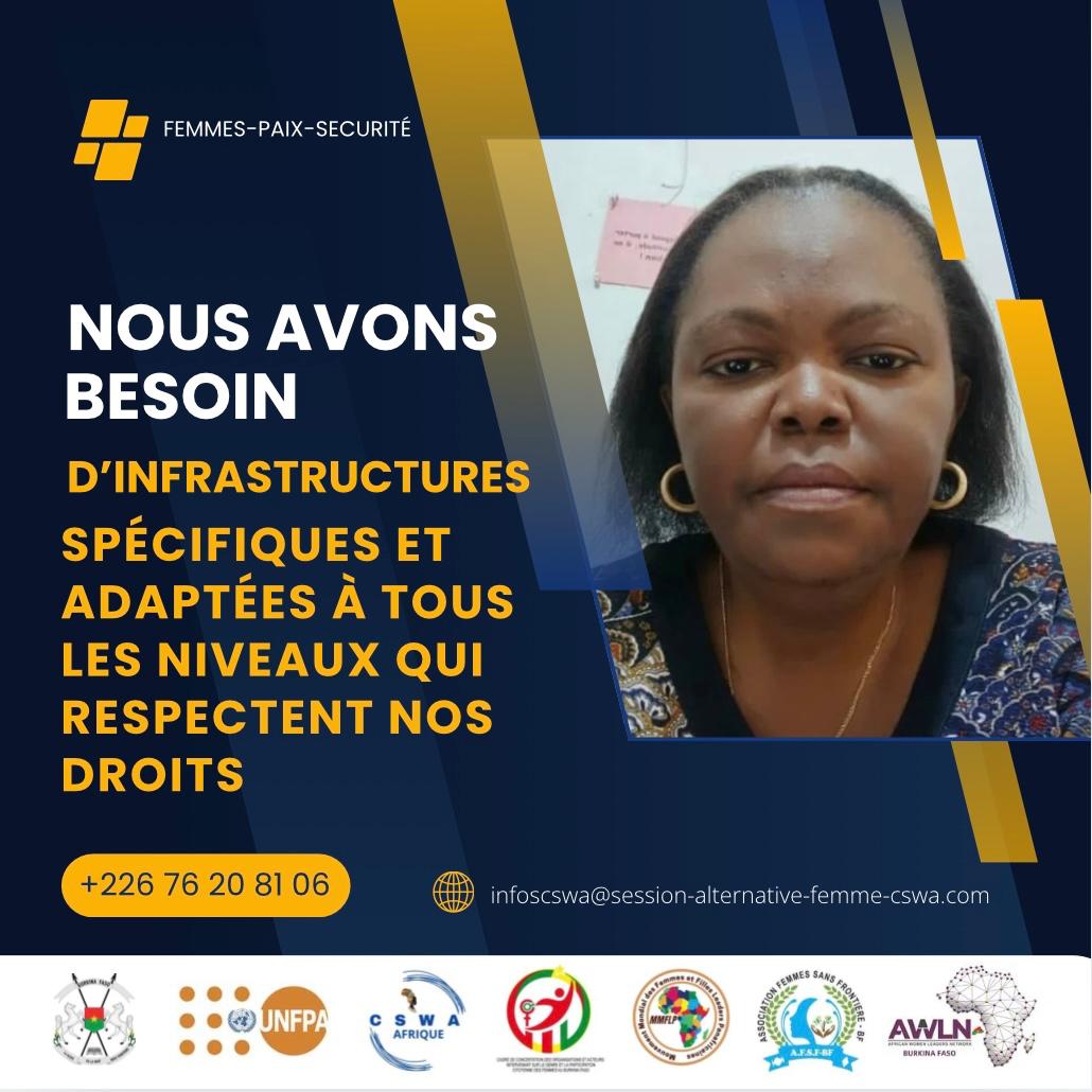 Les femmes et les filles ont des besoins spécifiques qui doivent être pris en compte dans les politiques et programmes de développement. 
#africawomenpeace
#cswaafrica
#digitalcampaign2025