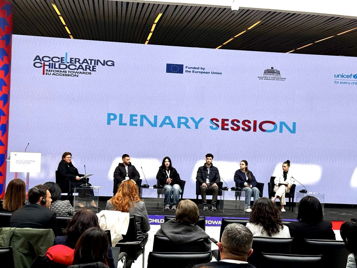 SaveChildrenAlb's tweet photo. Children & youth from across Albania raised their voices at the #AcceleratingChildcare Conference, helping shape the #EuropeanChildGuarantee. Their insights are vital to building a system that works for every child. @SaveChildrenAlb @AlbaniaCrca @albania_unicef @SaveChildrenEU https://t.co/N8vJ6tYmqo
