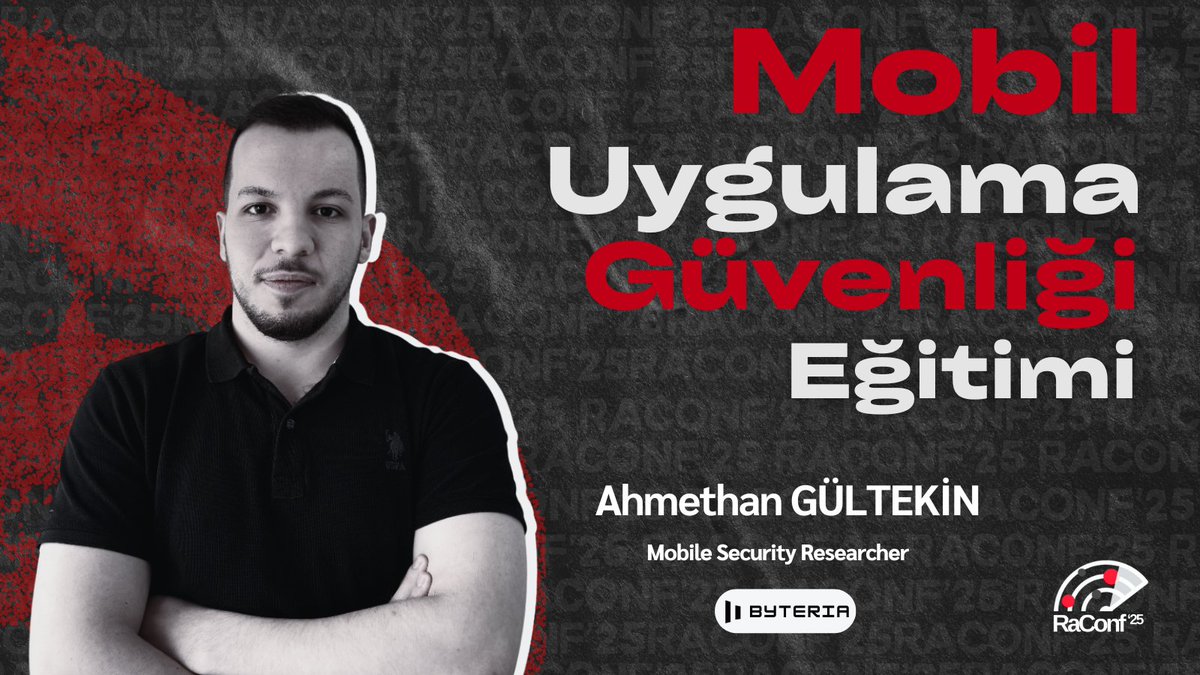 26-27 Nisan Cumartesi ve Pazar 2 gün boyunca "Mobil Uygulama Güvenliği" konulu eğitimleri ile 
Sayın Ahmethan Gültekin bizimle birlikte olacaklar.

Detaylı bilgi için: raconf.com

<a href="/ahmethangltkn/">Ahmethan G.</a> 

#Raconfradarındayım
#Raconf
#Saüsiber