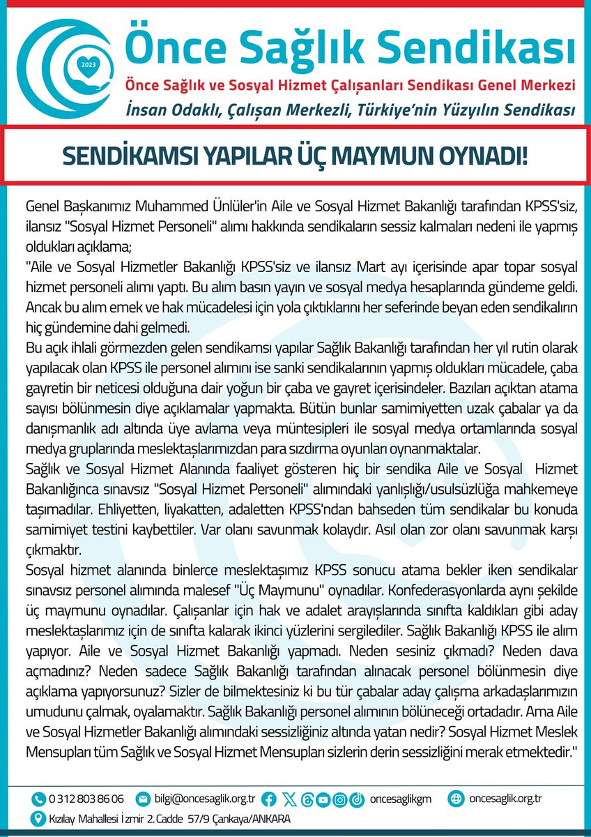 "Sendikamsı Yapılar Üç Maymunu Oynadılar"
