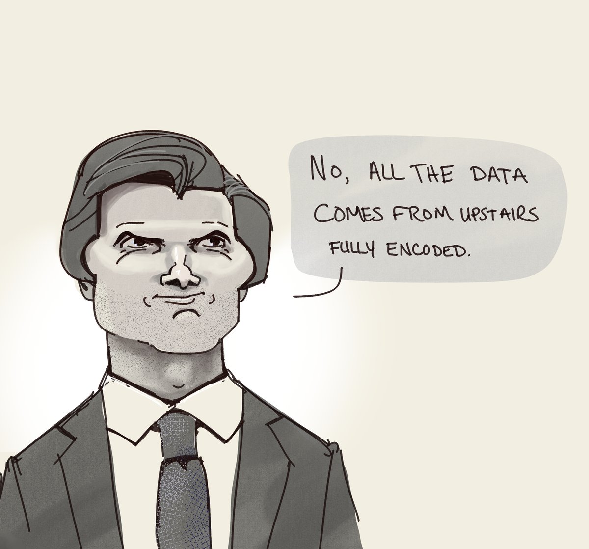 Warmup caricature of Mark from Severance