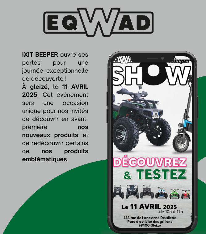 IxitBeeper's tweet photo. 🚨 Journée Porte Ouverte EQWAD 🚨
🗓 Demain | 🕙 10h - 17h
📍Viens tester les quads, rencontrer l’équipe et kiffer l’ambiance
🔥 Démo, ride &amp; surprises au programme
#EQWADOpenDay #RideWithUs https://t.co/BiWuLQTdRk