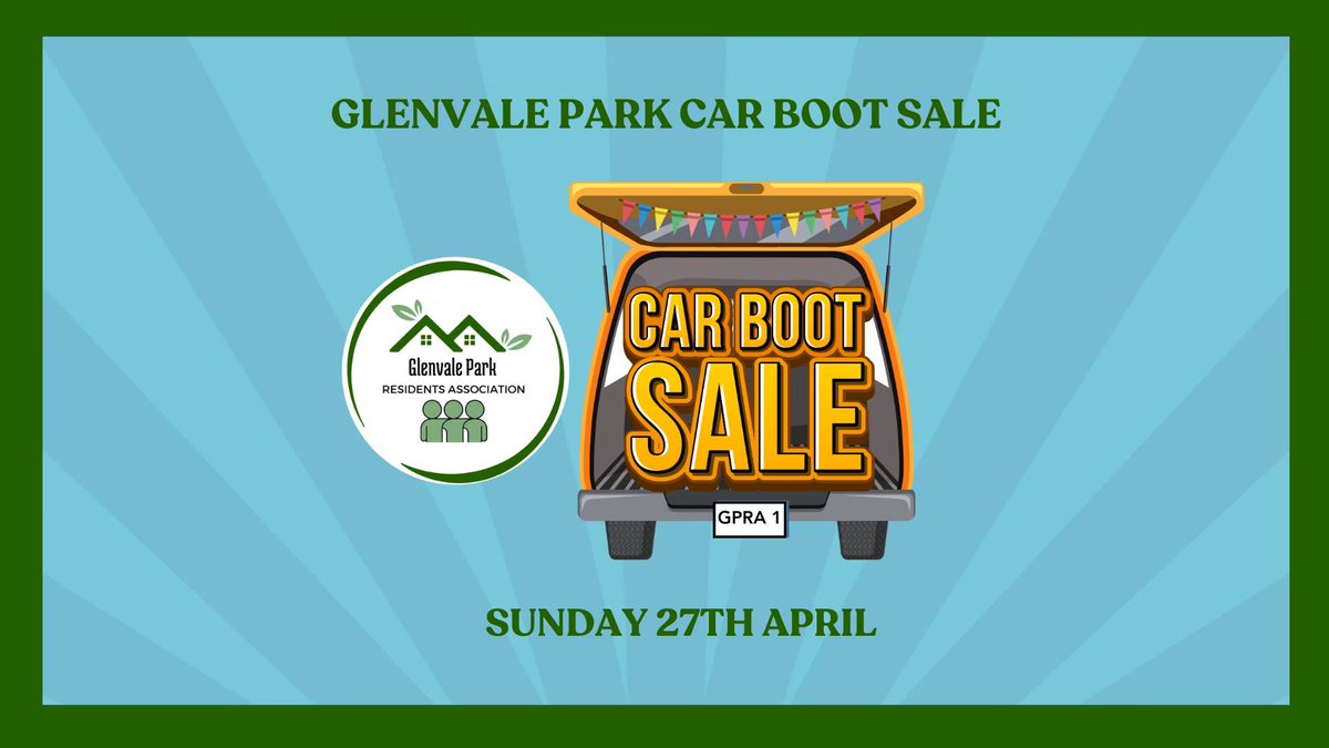 GlenvalePark's tweet photo. Glenvale Park’s first Car Boot Sale of 2025 is the perfect chance to declutter. 

The event is set for Sunday 27 April from 8:30am to 1pm in the car park next to Toad Hall Nursery. 

Find out more here: https://t.co/ngjO0hWySn https://t.co/3UfBPCJfbL