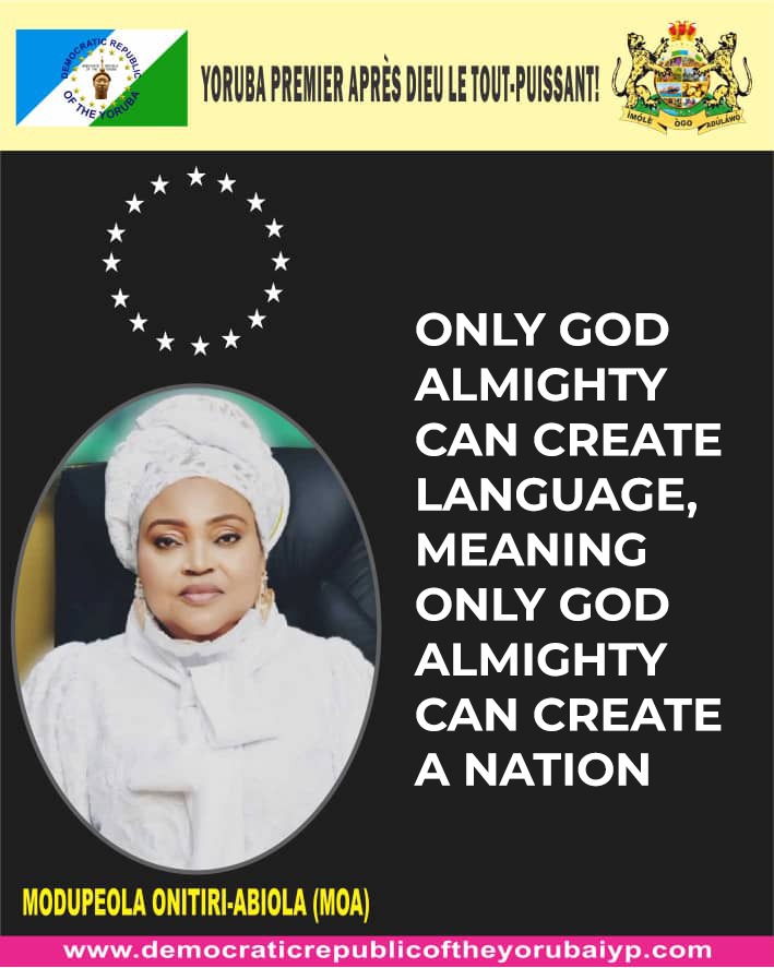 YorubaRep's tweet photo. ONLY GOD ALMIGHTY CAN CREATE A NATION! π
Just as He created language, He creates nations.
Our destiny is divine, our heritage is sacred.
#YorubaFirst #ModupeolaOnitiriAbiola #DivineNation #Faith #Heritage #GodAlmighty
π https://t.co/rvHbgktJwh https://t.co/oD2S2Vq3iC