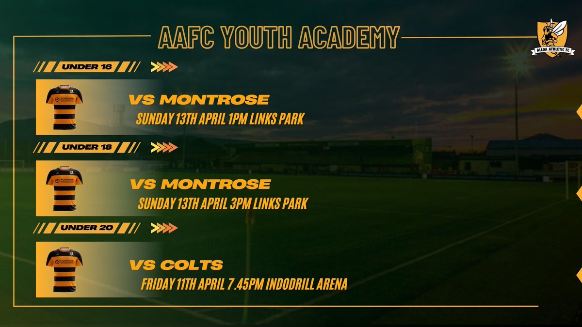 Our weekends Academy fixtures.