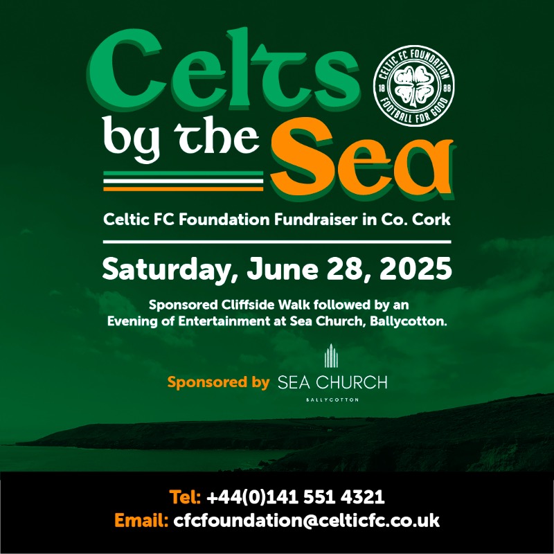 CelticFC's tweet photo. 🌊🇮🇪 As we gear up for the inaugural Cork Super Cup this July, @FoundationCFC have announced their return to County Cork on Saturday, June 28 for their #CeltsbytheSea event!

More Info ⤵️

#CelticFC🍀