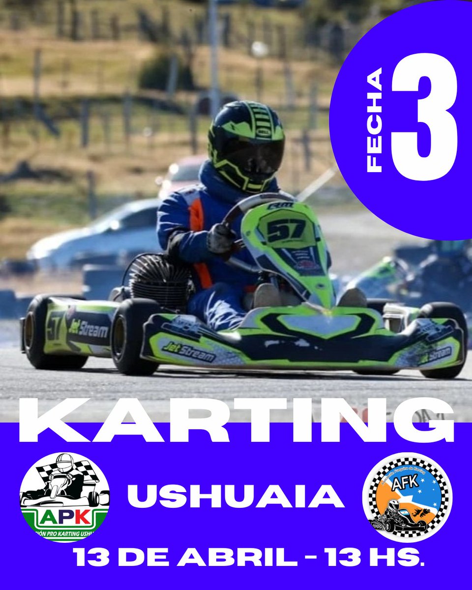apku_kart's tweet photo. INSCRIPTOS 3ra FECHA
🏁 Ushuaia 13 de abril - 13.00 hs. https://t.co/pzw5exOojk