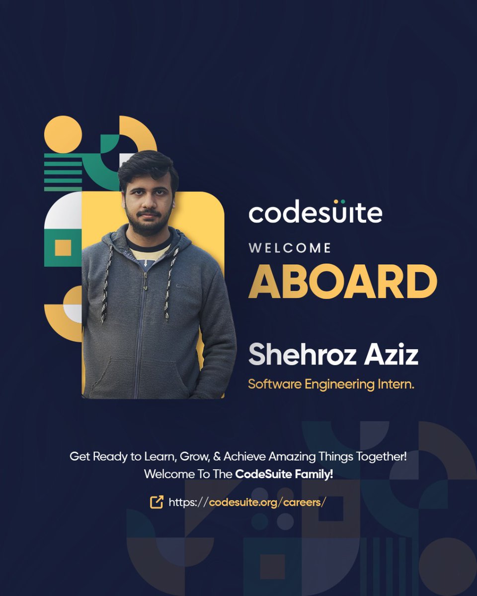 code_suite's tweet image. Congratulations & Welcome to the Codesuite Family! 💐
Empowering moments, innovative solutions.
We're Hiring, Join us on the journey to success!
codesuite.org
#codesuite #newhiring #welcomeonboard #newteam #2025 #softwaredeveloper #intern #innovation #teamwork