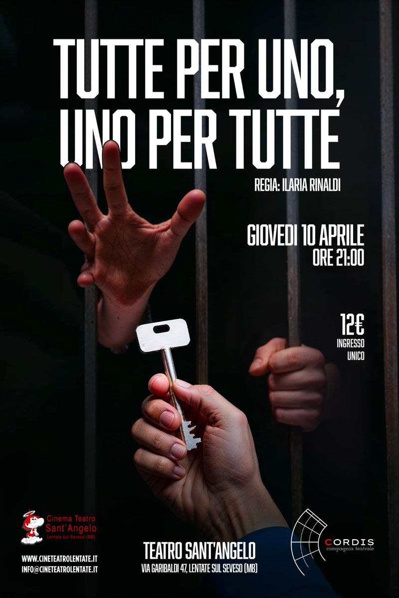 SAngeloLentate's tweet photo. Rassegna "A teatro con noi"
Venerdì 07 marzo ore 21.00
TUTTE PER UNO, UNO PER TUTTE
Commedia con compagnia teatrale “Cordis” - Desio

INGRESSO UNICO 12,00 €
Acquista qui: https://t.co/ImCGw8rhHG

#teatro #commedia #stagione2425 https://t.co/EkX5doNXCD