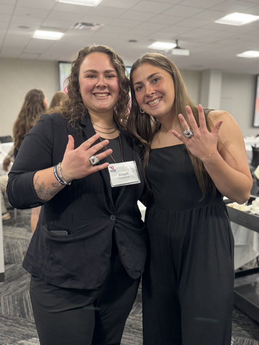 Haven Dwyer (‘21 McNick) and her bullpen catcher/team manager Abby Gunderson (‘21 Carroll) were awarded their 2024 Atlantic 10 Championship rings. Good to see 2 GCL Co-Ed alum making Dayton history! <a href="/McNAthletics/">McNicholas Athletics</a>  <a href="/CarrollAthDept/">Carroll Athletics</a>