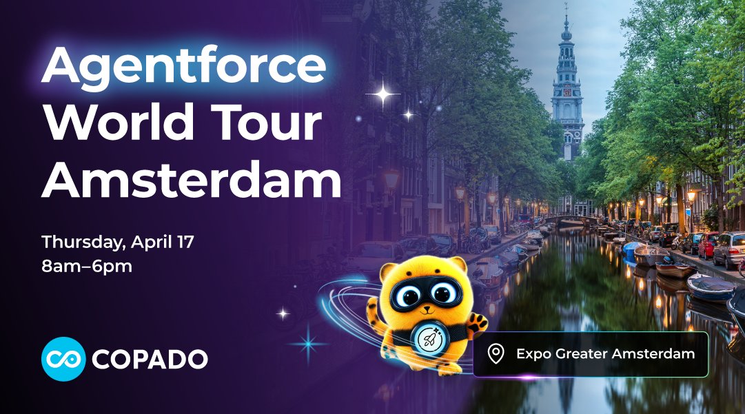 CopadoSolutions's tweet photo. One week to go!
We can’t wait for Agentforce World Tour Amsterdam on April 17! 🇳🇱
🔹 Expert insights
🤖 Hands-on Copado demos
🧠 Discover how AI is transforming DevOps!
Don’t miss it — Register now! ⬇️
🔗 https://t.co/dUAhR0Mw8C
#Copado #SalesforceWorldTour #AI https://t.co/Sjpouag5un
