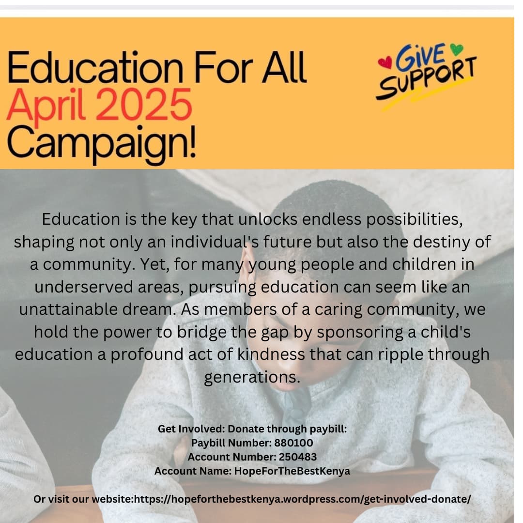 HopeForTheBestK's tweet photo. Education is the key that unlocks endless possibilities, shaping not only an individual's future but also the destiny of a community. Join Hope Community...
https://t.co/4koWatZdj7
#joinhopecommunity #Education #EducationForAll #SupportYouth #YouthDevelopment #YouthEmpowerment https://t.co/C2qWbUa35b