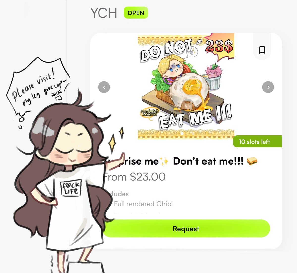 Open for <a href="/_VGen_/">VGen ✨ comms made easy</a>  YCH commissions! >< DO  NOT  EAT  ME! 🥪
Full  rendered with  High quality 5000px x 5600px, 350 DPI!!!  😭✨
Additional is  Free !!  Can  add  puppets  too!   
Max  characters :  2!  free  to  choose  the  sauce  or  spread! 🫶✅

link  : vgen.co/arifa_shiin/se…