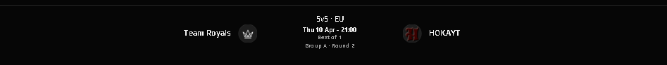 Tonight is our second official in the <a href="/ESEA/">ESEA League</a>  league against <a href="/Royals_EC/">Royals</a>  at 21:00 bulgarian time