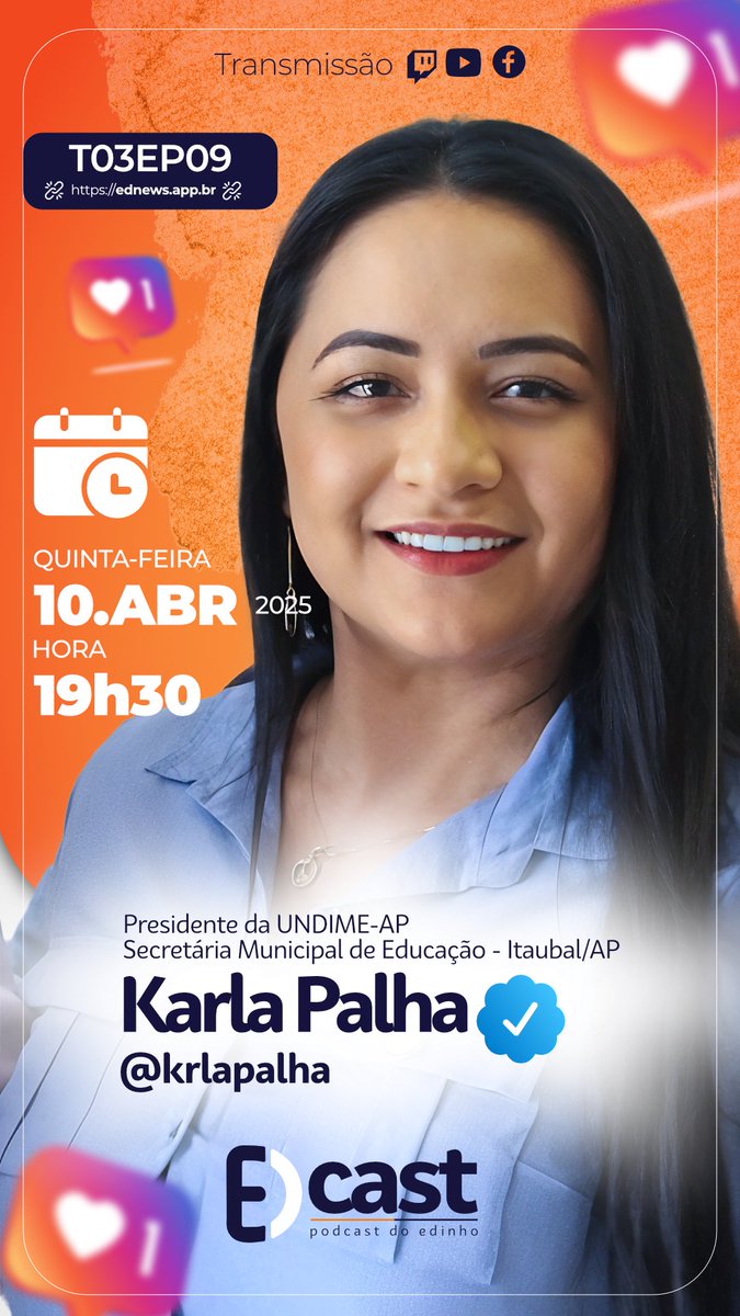 Karla Palha é a nossa convidada do EDcast, desta quinta-feira, 10, às 19h30. Ela é presidente da UDIME e vai falar sobre o VII Fórum Estadual Ordinário de Educação, com o tema: “Políticas Educacionais.
