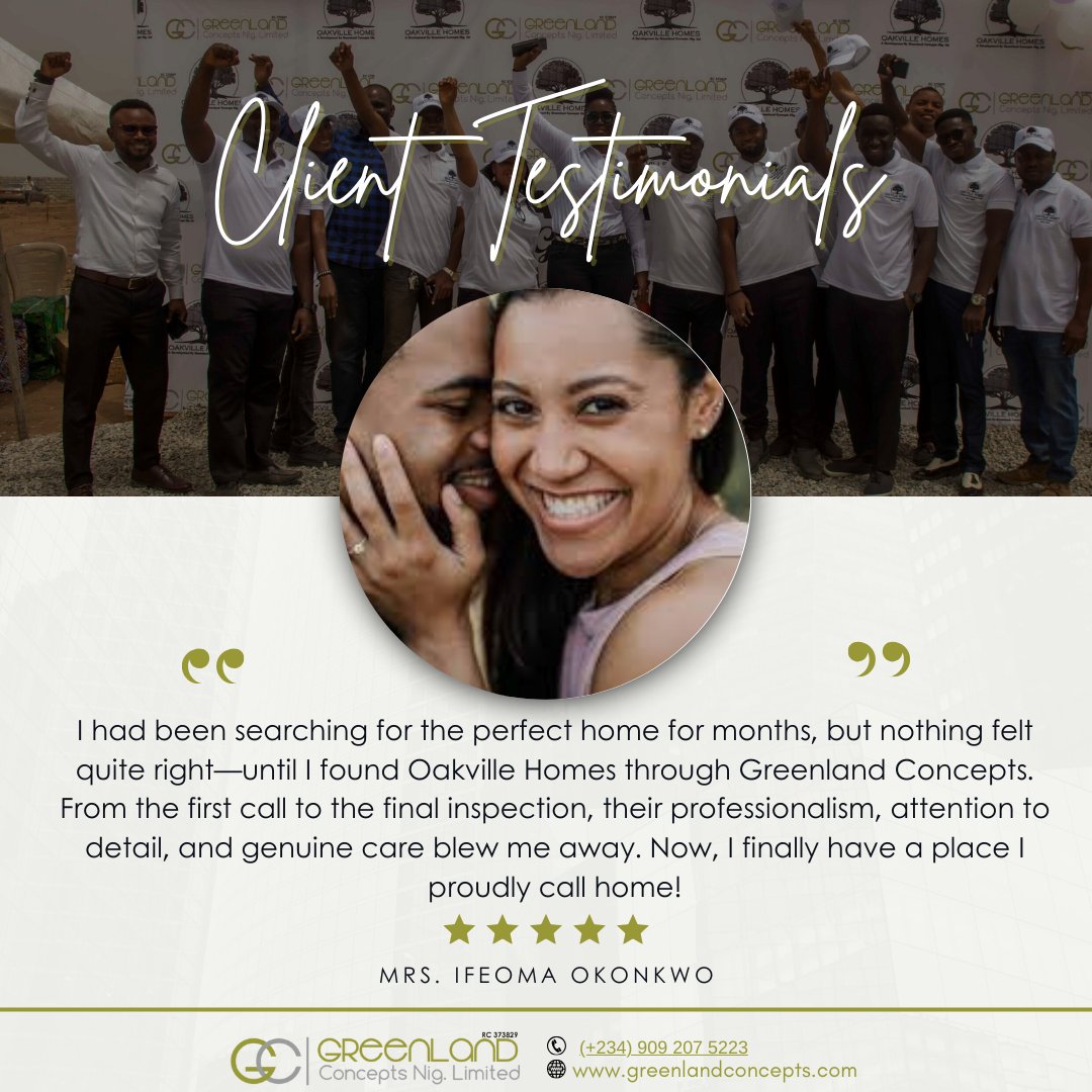 RealGCNL's tweet photo. Proud Homeowner, Karshi-Abuja

#GreenlandConcepts #ClientTestimonial #HappyHomeowners #RealEstateNigeria #OakvilleHomes #DreamHome https://t.co/58J9R6N8ct
