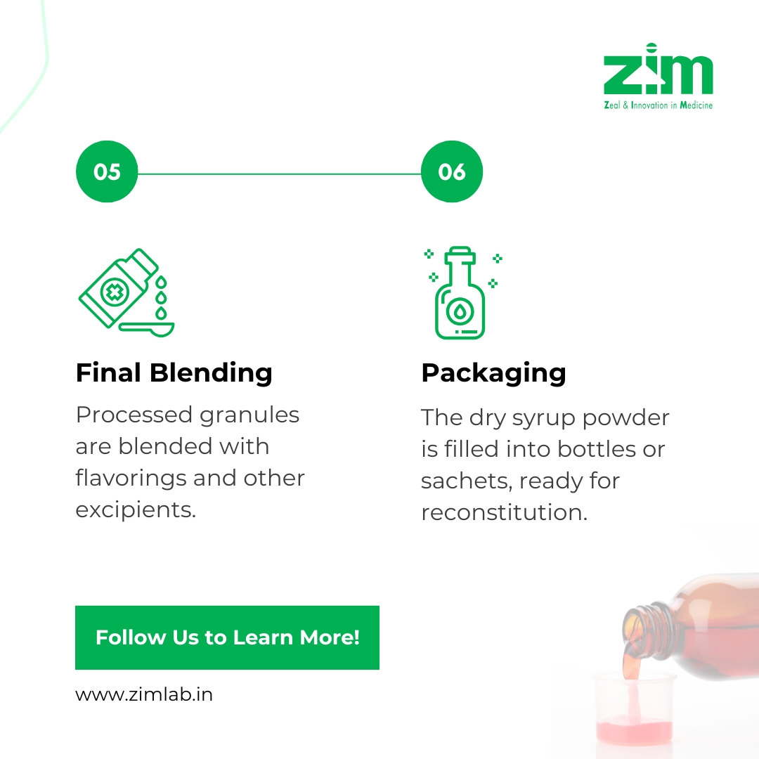 zimlab's tweet image. Swipe to find out the #DrySyrup manufacturing process! From blending to packaging, quality is our priority. Learn more: zimlab.in. #ZIMLabs #Pharma