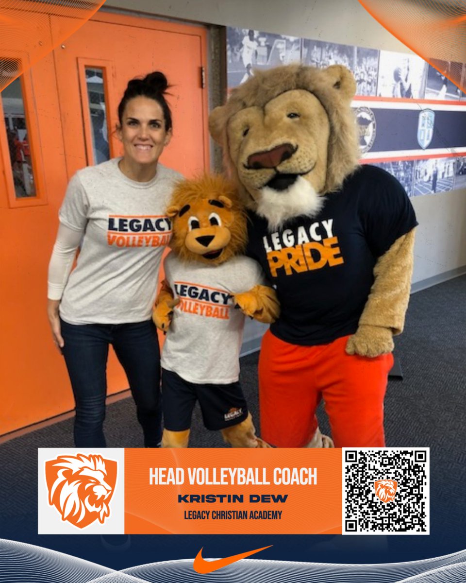 LCA_VB's tweet image. Legacy welcomes Kristin Dew as our new Head Volleyball Coach! Check out the QR code to learn more. Welcome to The Den Coach Kristin Dew!