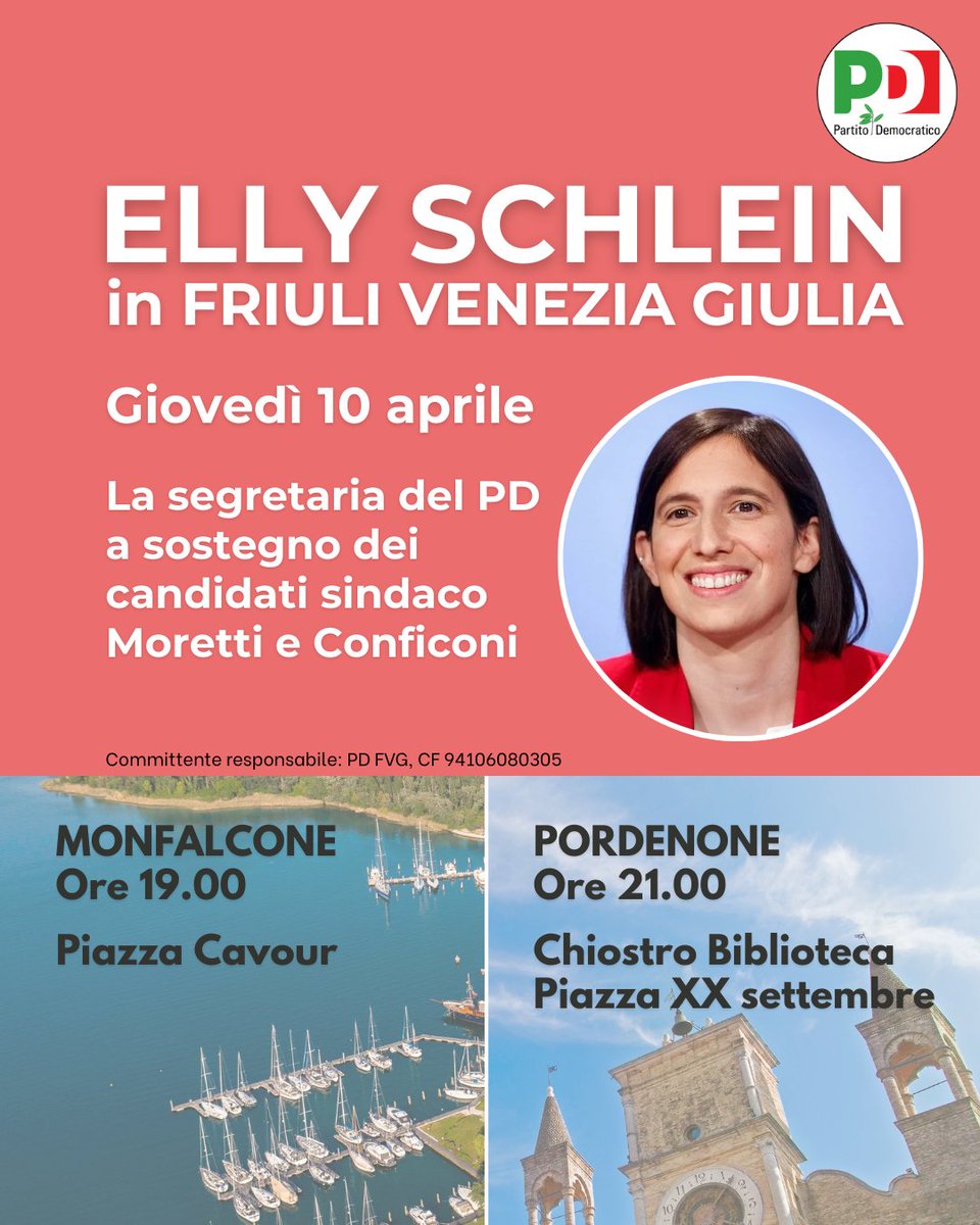 Pd Friuli Venezia Giulia (@pdfvg) on Twitter photo La segretaria <a href="/ellyesse/">Elly Schlein</a> oggi a #Monfalcone e #Pordenone è un segnale importante che rafforza l’impegno dai nostri candidati sindaci e di tutte le liste del #centrosinistra Portiamo al voto più persone possibile per essere alternativa a paura e a disinteresse La segretaria <a href="/ellyesse/">Elly Schlein</a> oggi a #Monfalcone e #Pordenone è un segnale importante che rafforza l’impegno dai nostri candidati sindaci e di tutte le liste del #centrosinistra Portiamo al voto più persone possibile per essere alternativa a paura e a disinteresse