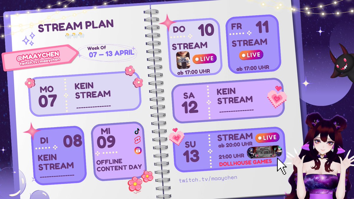 Nach 2 Monaten Stream Pause wegen des Umzuges nach Portugal, gibt es endlich wieder Streams und einen Stream Plan 🥳

Heute um 17 Uhr zeige ich euch alles, was in den letzten 2 Monaten passiert ist und ich habe euch so viel zu erzählen😁🤪