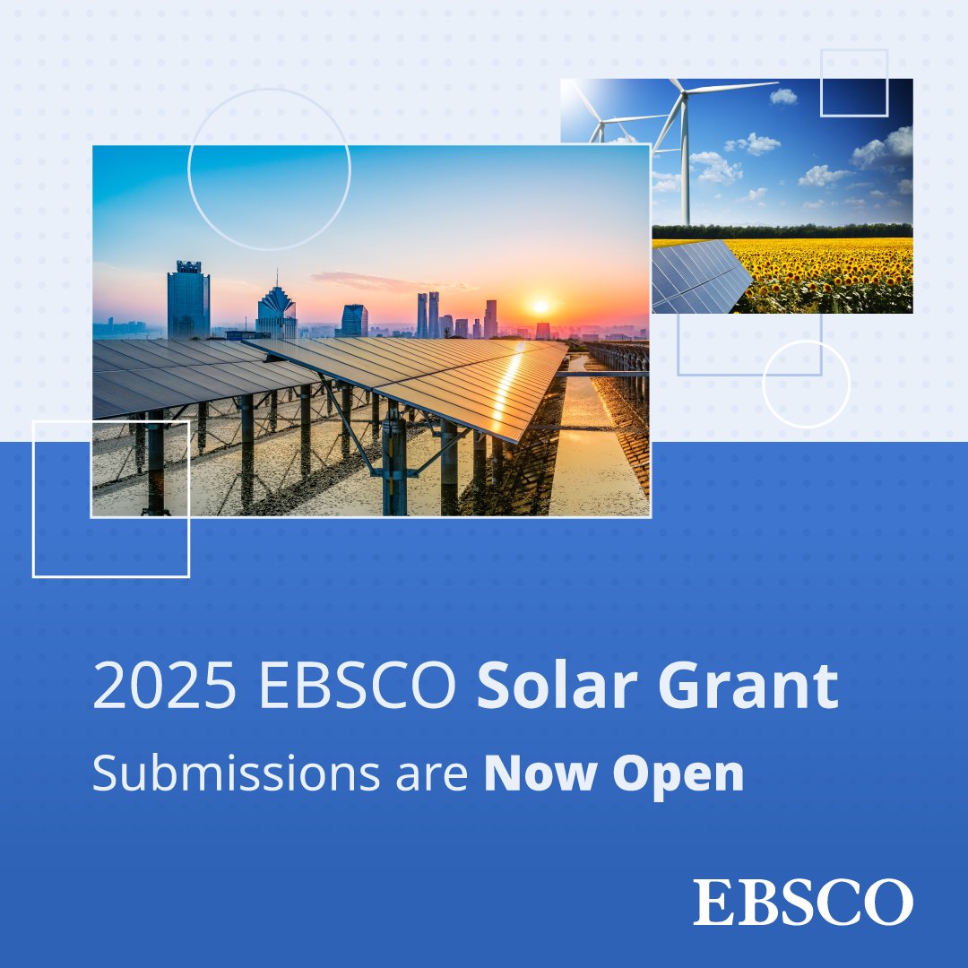 EBSCO's tweet image. 🌍 Is your library ready for a solar makeover? Apply for the EBSCO Solar Grant and help create a sustainable space for your community. 🌞💡 

#SolarPower #GreenInitiatives

m.ebsco.is/uh7Nn