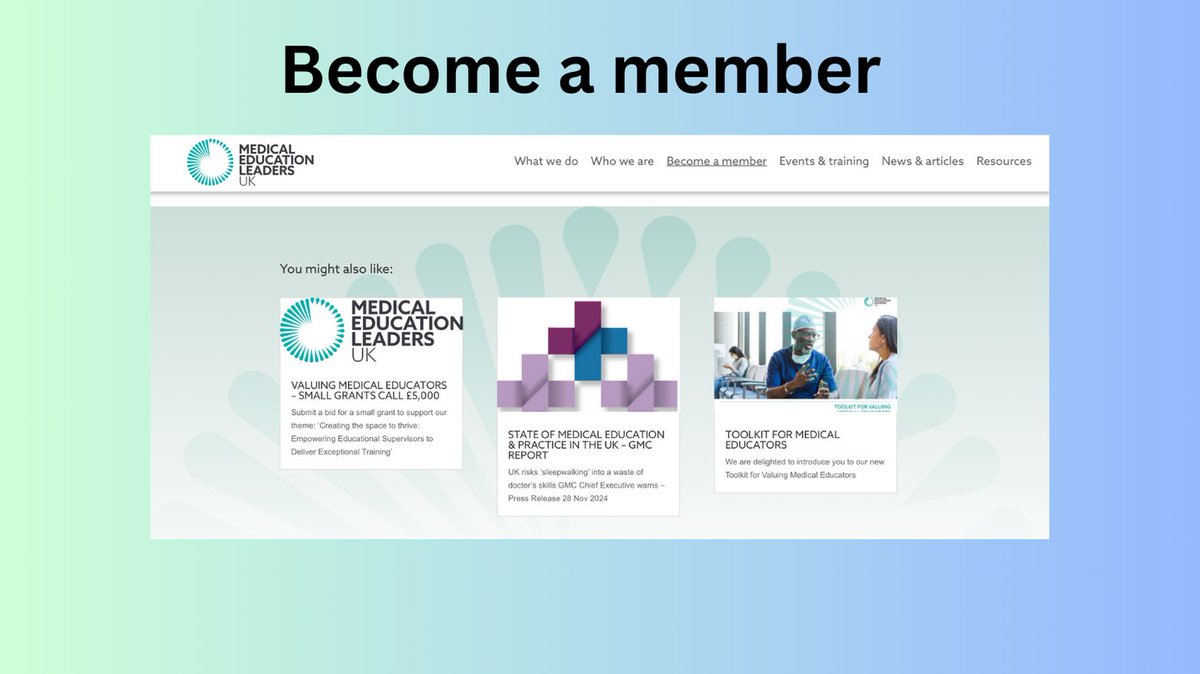 Looking for great CPD, blogs, toolkits, education documents and guidance, newsletters and research grants?
Why not check out becoming a member on our website and see our range of offers for individuals and institutions?

mededleaders.co.uk