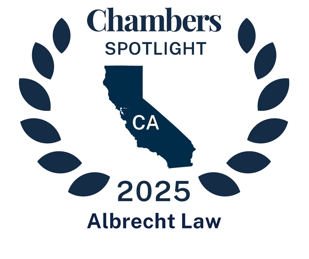I'm very excited to announce that all the great (and hard) work <a href="/Eli_Albrecht/">Eli Albrecht</a> <a href="/RitterLawyer/">Travis Ritter</a> and I have done for our clients has been recognized. <a href="/Albrecht_Law/">Albrecht Law</a> is now ranked by <a href="/ChambersGuides/">Chambers and Partners</a>. We're ranked in the 2025 California Spotlight guide! <a href="/Albrecht_Law/">Albrecht Law</a> is a firm for