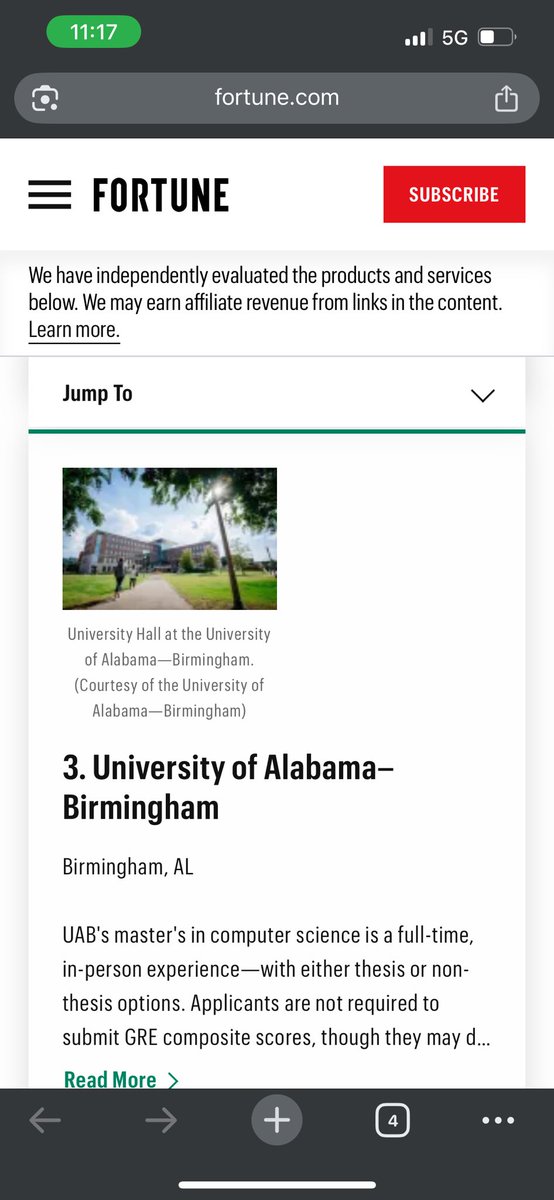 Big news! Our Computer Science Master’s program just ranked #3 in the nation by Fortune Magazine! Proud to be part of a community pushing boundaries and shaping the future of tech.

#UAB #ComputerScience #TopRanked #FortuneRankings #BlazerPride #CSMasters