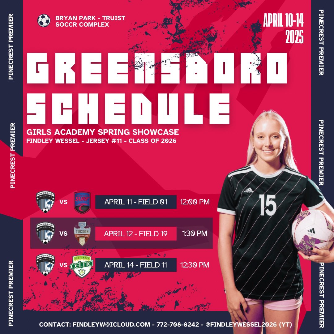 FindleyW2026's tweet photo. Super excited to be guest playing with Pinecrest Premier 06/07 this weekend in NC!!! @GAcademyLeague @ImYouthSoccer @MercerWSoccer @DavidsonWSoc @GoNUwsoccer @PC_WomensSoccer @UNCGWSoccer @SpiderSoccer @UTampaWSoccer @DrexelWSoccer @IndianaWSOC @RaginCajunsSOC https://t.co/FLltG7Bhlk