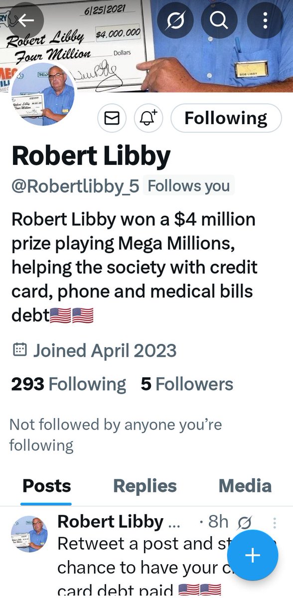 YourAnonResists's tweet photo. Fake account/scam artist.
@/Robertlibby_5
Plz report.

#Anonymous
#OpScamback
#KnowTheSigns
The best scam protection is through awareness and prevention.

@MondhiRex @an0n_s0ldier @mikkwallace @tmwolfstone2 @Alice_Escaped65 @Anonarek77 @Banyulangit__1 @YourAnonRiots https://t.co/9cAuKOhmCT