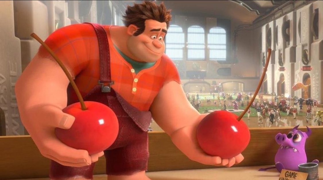 It feels like Wreck It Ralph has more actual color red than the movie “Red.” Similar storytelling illustrations though; all the Ralph’s building into one giant Albatross and then the writers creating one giant Red Panda out of the mother daughter story.