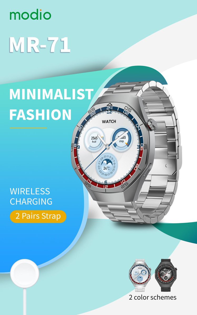 MagxiMagxi's tweet photo. Modio MR-71 Smart Watch Two 2 Pairs Straps Wireless Charging ⌚ 
AVAILABLE QUANTITY WHOLESALE PRICE EXPORT FROM DUBAI
ORDER INQUIRY   🔴🔴🔴
WhatsApp No ☎️ +971568659784 
Gmail ✉️ magximagxi3@gmail.com 
#SmartWatchDubai 
#SmartWatchAfrica #Export  
#smartwatchreview  
#magximagxi https://t.co/xRWoUHJQTK
