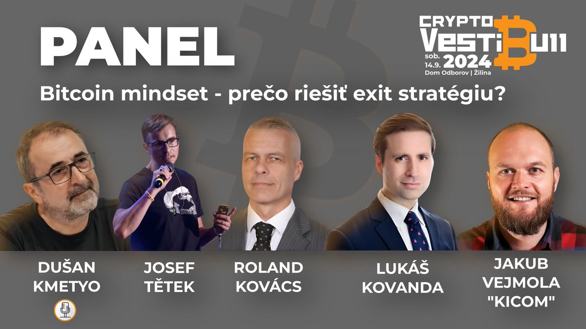 CryptoVestibull's tweet photo. 🎬 Premiéra jednej z najsledovanejších diskusií z CryptoVestibull24 už dnes o 18:00!

Pozývame vás na záznam panelovej diskusie z konferencie CryptoVestibull24, kde sa stretli tri silné mená česko-slovenskej Bitcoin scény:
 Kicom, Pepa Tětek a Roland Kovács.
🧠 Téma: Bitcoin mindset
Ako uvažujú dlhoroční bitcoineri? Čo ich formovalo a kam podľa nich smeruje bitcoinový svet?

🗓 Premiéru spúšťame dnes – 10.4. o 18:00
📺 Sledujte na YouTube: https://t.co/Y7IJdeXAZs
Zapojiť sa môžete aj do živého chatu počas premiéry. Tešíme sa na vás!
@BitcoinovejKnl @JosefTetek @rolandkovacs68 
#CryptoVestibull #BitcoinMindset #Kicom #PepaTetek #RolandKovacs #BitcoinSK #KryptoDiskusia