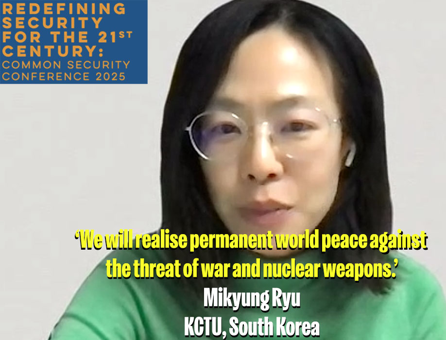 ituc's tweet photo. 🗣️ "We will realise permanent world peace against the threat of war and nuclear weapons" #MikyungRyu highlighted the crucial role of Korean Confederation of Trade Unions (KCTU) in defending democracy and promoting peace in #Korea 🇰🇷 and beyond.

✊ Since the insurrection attempt by impeached president Yoon Seok-yeol, #KCTU has led the fight to defend democracy and resist war.

🚫✈️ Through general strikes and mass mobilisation, KCTU is opposing military alliances that fuel tensions on the Korean Peninsula.

🕊️ KCTU's call for peace echoes across the Indo-Pacific — unions know workers have the most to lose in war.

#PeaceNotWar #WorkersForPeace #CommonSecurity #ForDemocracy
@ekctu  @itucasiapacific  @luc_triangle  @IntlPeaceBureau  @Palmecenter  @manzieric65  @JordaniaUrena04  @ArabTradeUnion  @etuc_ces  @ituc_africa  @CSA_TUCA