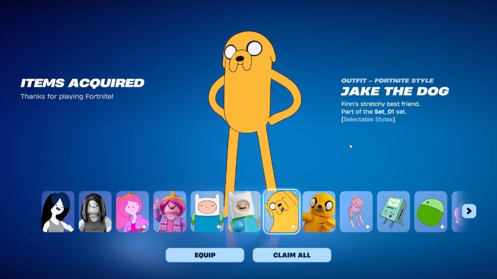 FortniteFNLK's tweet photo. Which Fortnite Adventure Time skin are you buying? https://t.co/tE55VN0zLs
