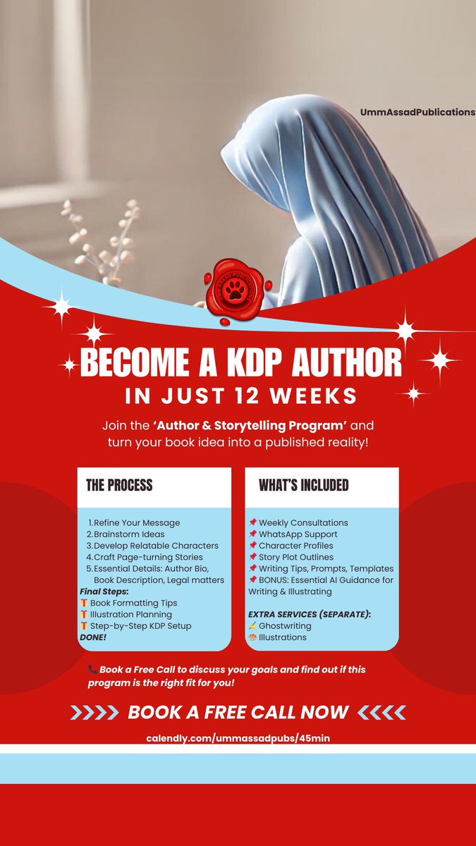 Got a MSG to share with the world but unsure how to start?

Let me help you craft a compelling story that resonates with your audience, using my proven process!

Join my Author &amp; Storytelling Program and become an author in just 12 weeks: calendly.com/ummassadpubs/4…

Limited spaces!